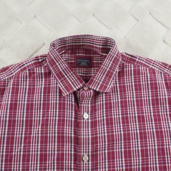 UNTUCKit Red Plaid Casual Button Down Shirt - Picture 2 of 8